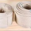 twisted triple-strand natural cotton rope showcasing its durable weave for outdoor use