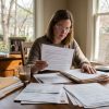 Family reviewing legal estate documents at a dining table in Atlanta Georgia after a financial loss