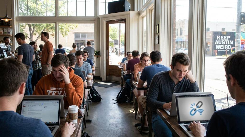 Outdoor public WiFi router affected by Texas summer heat