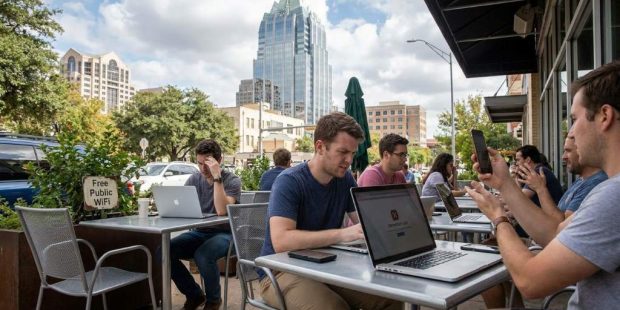 Public WiFi users losing internet connection in Austin TX cafe
