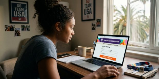 Fan completing the LA28 Ticket Draw registration to purchase 2028 Olympic Games tickets