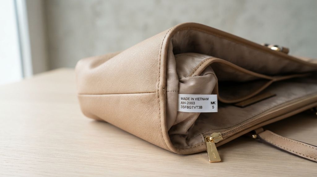 Checking Michael Kors bag logo and hardware details
